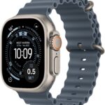 Apple Watch Ultra 3 49mm Přírodní titan s ocelově modrým oceánským řemínkem